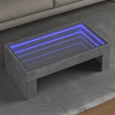 vidaXL betonszürke végtelen hatású LED-es dohányzóasztal 90x50x30 cm bútor
