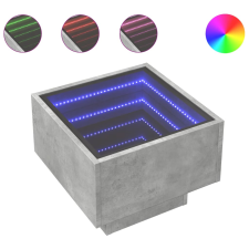 vidaXL betonszürke végtelen hatású LED-es éjjeliszekrény 40x40x30 cm (3284066) bútor