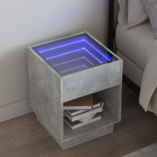 vidaXL betonszürke végtelen hatású LED-es éjjeliszekrény 40x40x50 cm bútor