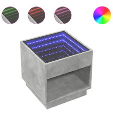 vidaXL betonszürke végtelen hatású LED-es éjjeliszekrény 50x50x50 cm (3284087) bútor