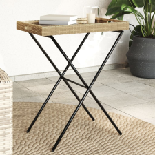 vidaXL bézs összecsukható polyrattan tálcaasztal 65 x 40 x 75 cm kerti bútor