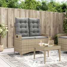vidaXL bézs polyrattan dönthető kerti pad párnával kerti bútor