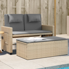 vidaXL bézs polyrattan dönthető kerti pad párnával kerti bútor
