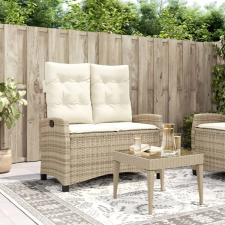 vidaXL bézs polyrattan dönthető kerti pad párnával kerti bútor