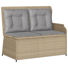 vidaXL bézs polyrattan dönthető kerti pad párnával (368940) kerti bútor