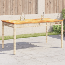 vidaXL bézs polyrattan és akácfa kerti asztal 140 x 80 x 75 cm kerti bútor