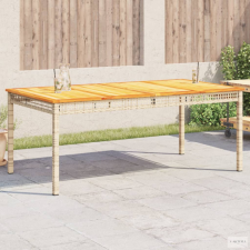 vidaXL Bézs polyrattan és akácfa kerti asztal 180 x 90 x 75 cm kerti bútor