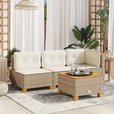 vidaXL bézs polyrattan és akácfa kerti asztal 55 x 55 x 36 cm kerti bútor
