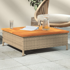vidaXL bézs polyrattan és akácfa kerti asztal 70 x 70 x 25 cm kerti bútor