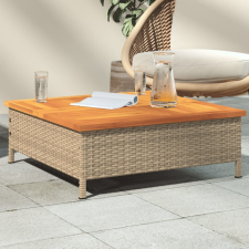 vidaXL bézs polyrattan és akácfa kerti asztal 70 x 70 x 25 cm kerti bútor