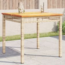 vidaXL bézs polyrattan és akácfa kerti asztal 80 x 80 x 75 cm kerti bútor