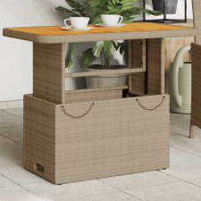 vidaXL bézs polyrattan és akácfa kerti asztal 90 x 55 x 71 cm kerti bútor