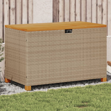 vidaXL bézs polyrattan és akácfa kerti tárolóláda 110 x 55 x 63 cm kerti tárolás
