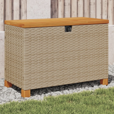 vidaXL bézs polyrattan és akácfa kerti tárolóláda 80 x 40 x 48 cm kerti tárolás