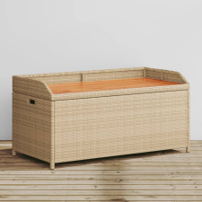 vidaXL bézs polyrattan és akácfa tárolópad 100 x 50 x 52 cm kerti bútor