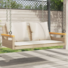 vidaXL Bézs polyrattan hintapad párnákkal 109 x 62 x 40 cm hintaágy
