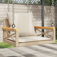 vidaXL Bézs polyrattan hintapad párnákkal 63 x 62 x 40 cm hintaágy