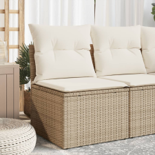 vidaXL bézs polyrattan karfa nélküli kerti kanapé párnával kerti bútor