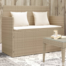 vidaXL Bézs polyrattan kerti pad párnákkal kerti bútor