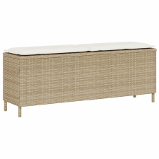 vidaXL bézs polyrattan kerti pad párnával 110x30x40,5 cm kerti bútor