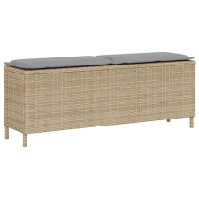 vidaXL bézs polyrattan kerti pad párnával 110x30x40,5 cm kerti bútor