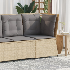 vidaXL bézs polyrattan kerti sarokkanapé párnával kerti bútor