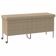 vidaXL bézs polyrattan kerti tárolóláda kerekekkel 160x55x75 cm kerti tárolás