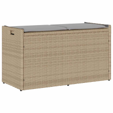 vidaXL bézs polyrattan kültéri tárolópad párnával 100 cm kerti bútor