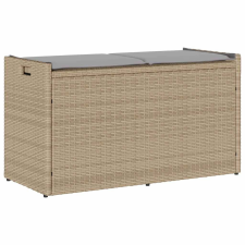 vidaXL bézs polyrattan kültéri tárolópad párnával 100 cm kerti bútor