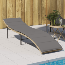 vidaXL bézs polyrattan napozóágy párnával 55x199x50 cm kerti bútor