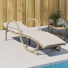 vidaXL bézs polyrattan napozóágy párnával 60 x 199 x 42 cm kerti bútor