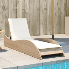 vidaXL bézs polyrattan napozóágy párnával 60x205x73 cm kerti bútor