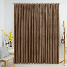 vidaXL bézsszínű bársony sötétítőfüggöny kampókkal 290 x 245 cm lakástextília