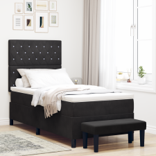 vidaXL Bokszrugós ágy matraccal és paddal fekete 90x200 cm bársony ágy és ágykellék