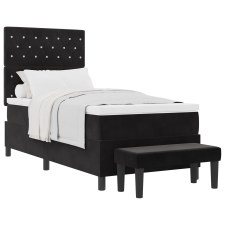 vidaXL Bokszrugós ágy matraccal és paddal fekete 90x200 cm bársony (3344422) ágy és ágykellék