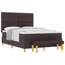 vidaXL Bokszrugós Ágy Mattal és Pad Sötétbarna 160x200 cm Szövet (3344313) ágy és ágykellék