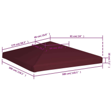 vidaXL bordó pavilon tetőponyva 310 g/m² 3 x 3 m kerti bútor