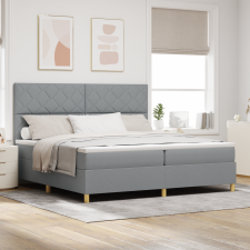 vidaXL Box Spring Ágy Matrac Közepes Szürke 200x200 cm Szövet ágy és ágykellék