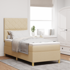 vidaXL Box Spring Ágy Matrac Krém 90x200 cm Szövet ágy és ágykellék