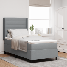 vidaXL Box Spring Ágy Matrac + LED Fény Szürke 90x200 cm Szövet ágy és ágykellék