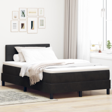 vidaXL Box Spring Ágy Matraccal & LED Fekete 120x190 cm Bársony ágy és ágykellék