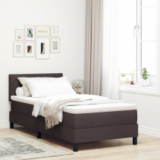 vidaXL Box Spring Ágy Matraccal & LED Sötétbarna 100x200 cm Szövet ágy és ágykellék