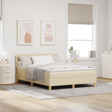 vidaXL Box Spring Ágy Matraccal és LED-del Krém 140x190 cm Szövet ágy és ágykellék