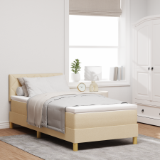 vidaXL Box Spring ágy matraccal és LED-del Krém 90x200 cm Szövet ágy és ágykellék