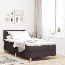 vidaXL Box Spring ágy matraccal és LED világítással sötétbarna 90x200 cm szövet ágy és ágykellék
