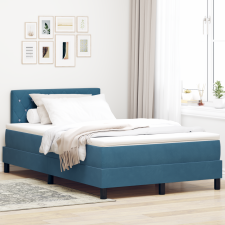 vidaXL Box Spring ágy matraccal és LED világítással, Sötétkék, 120x190 cm, bársony ágy és ágykellék