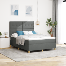 vidaXL Box Spring ágy matraccal és LED világítással Sötétszürke 160x200 cm Szövet ágy és ágykellék