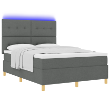 vidaXL Box Spring ágy matraccal és LED világítással Sötétszürke 160x200 cm Szövet (3343111) ágy és ágykellék