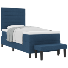 vidaXL Box Spring Ágy Matraccal és Pad Blue 90x190 cm Szövet (3343959) ágy és ágykellék