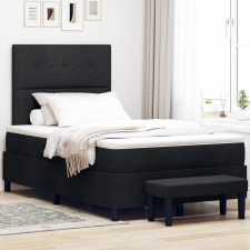 vidaXL Box Spring Ágy matraccal és pad fekete 120x200 cm szövet ágy és ágykellék